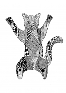 Coloring page zentangle cat 1