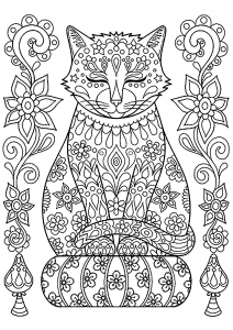Download Cheshire Cat With Patterns In Background Cats Adult Coloring Pages