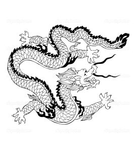 Printable China & Asia Coloring Page for adult : Chinese-dragon