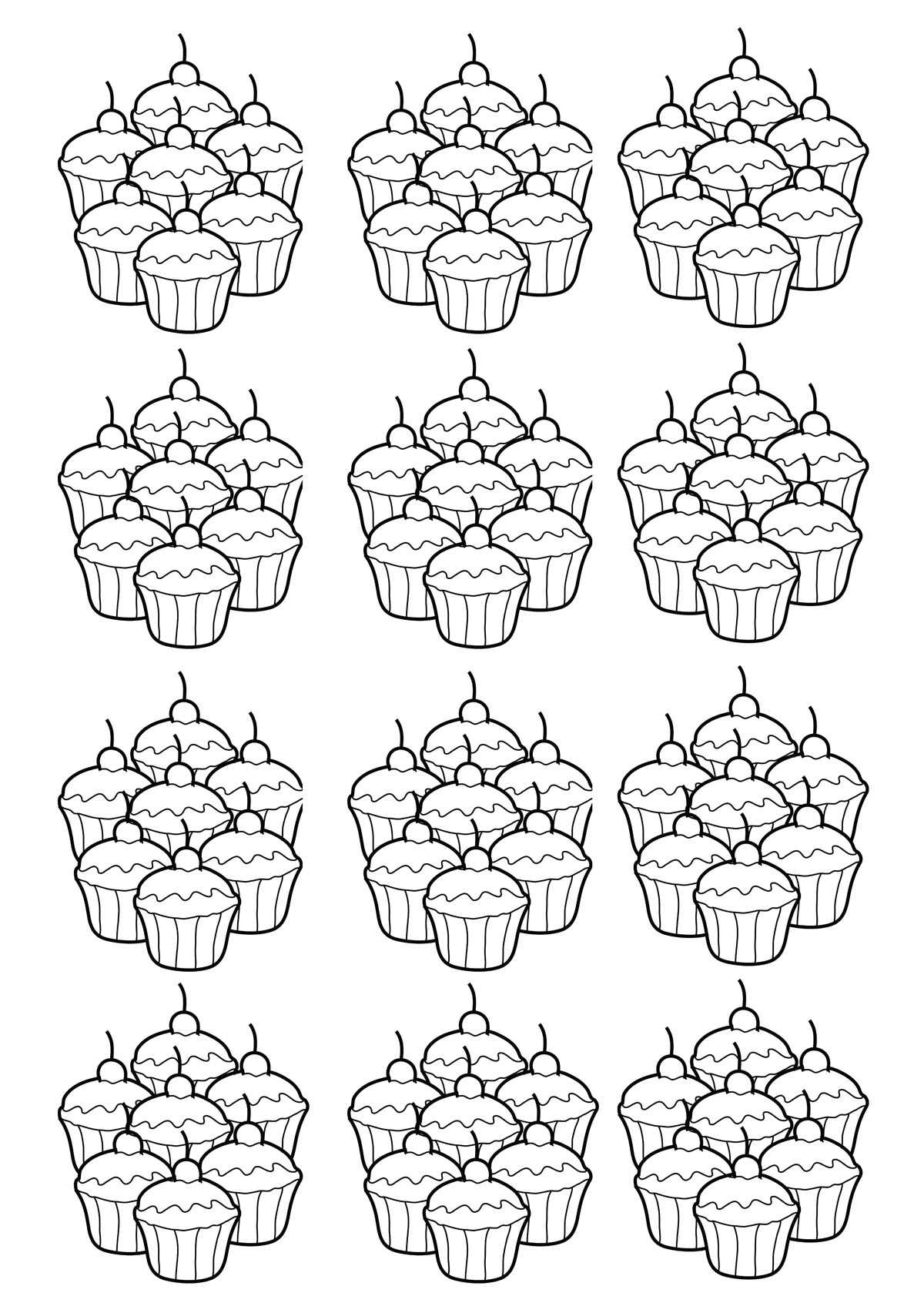Basic mosaic of cupcakes to color