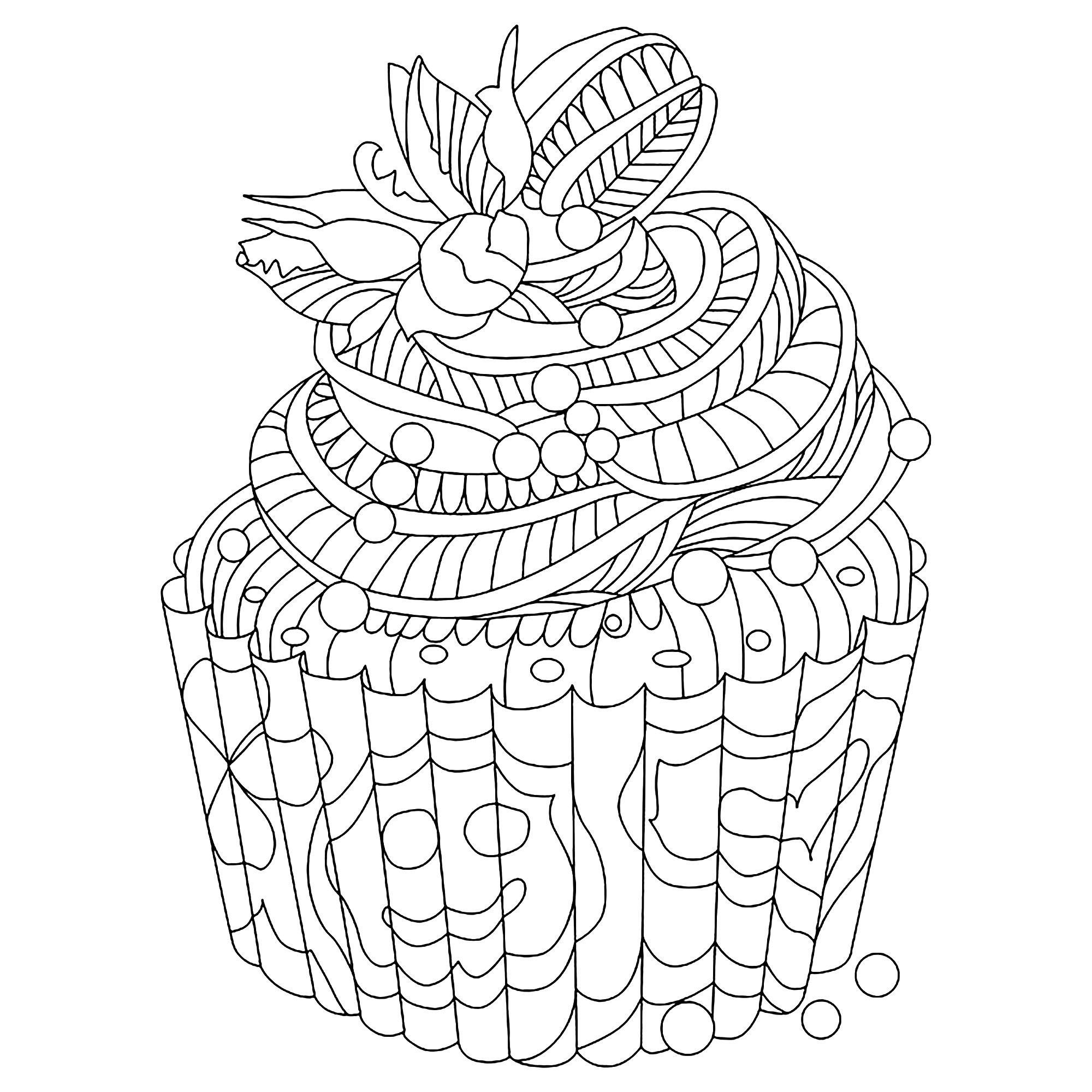 Small Doodle cupcake - Cupcakes Adult Coloring Pages