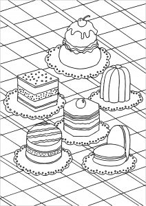 Cupcakes and cakes - Coloring Pages for Adults