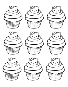 Coloring cupcakes hello kitty simple