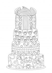 A birthday cake | Free Online Coloring Page
