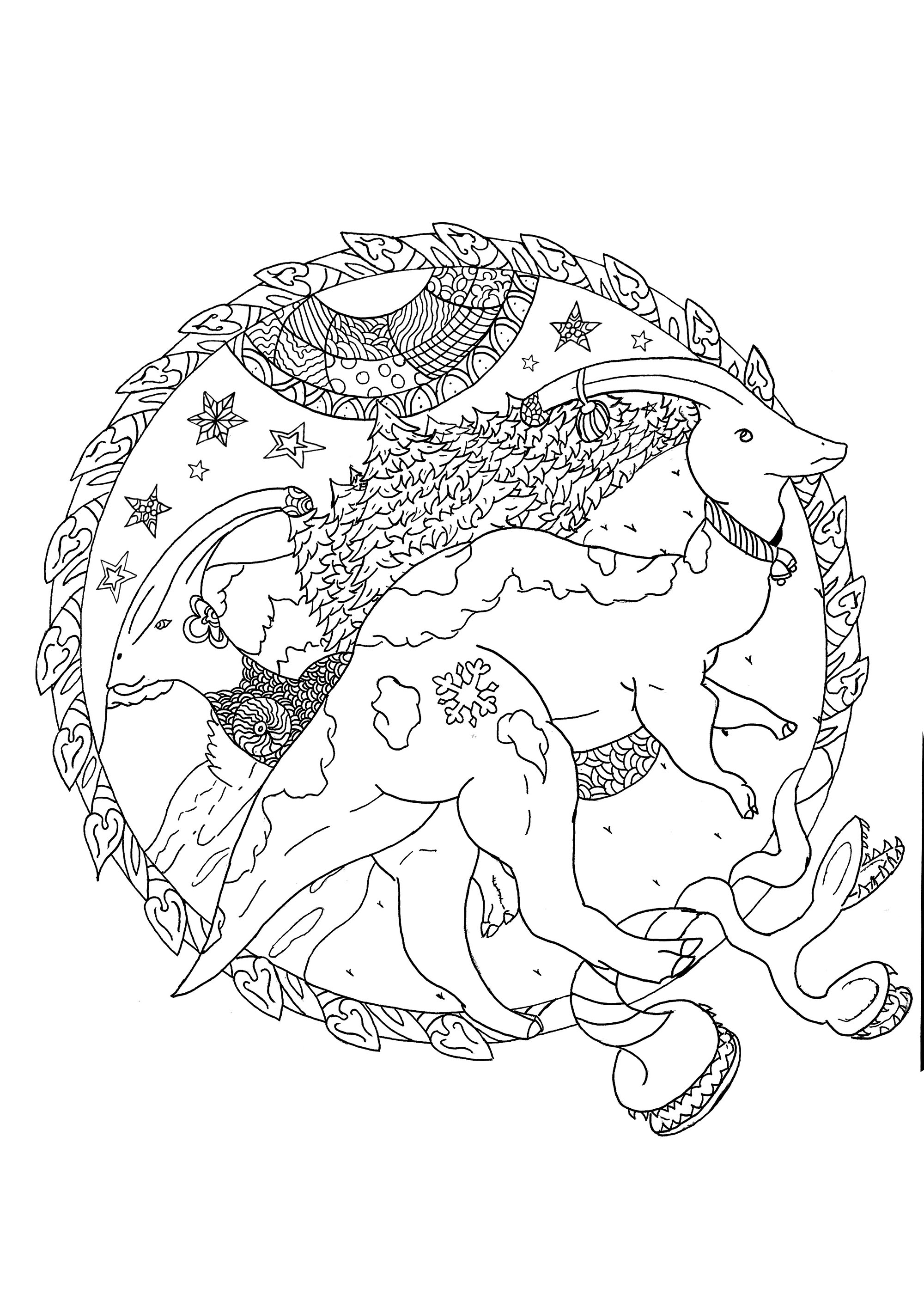 Two Parasaurolophus with pretty Christmas patterns, Artist : Gamma
