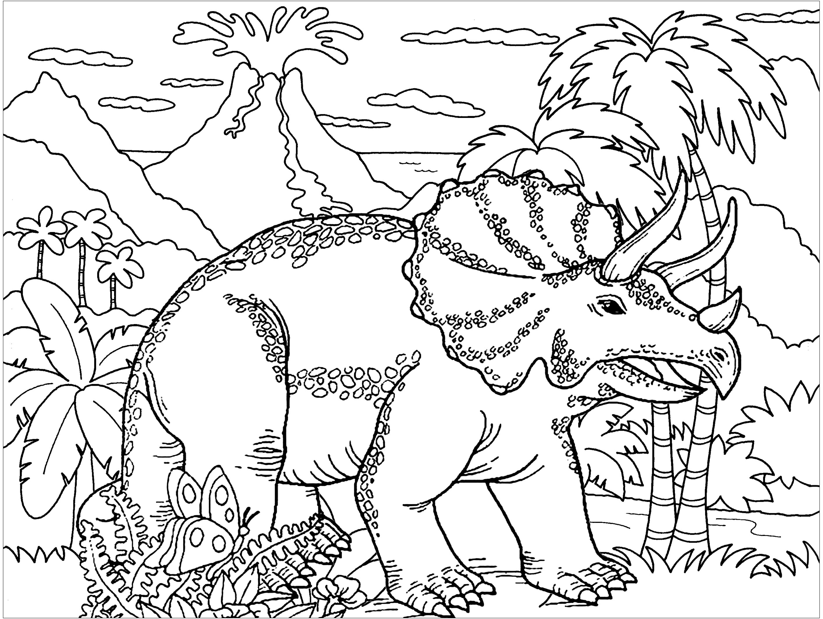 Triceraptos Dinosaurs Adult Coloring Pages