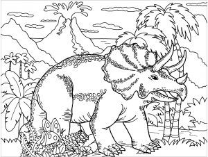 Coloring dinosaur triceratops