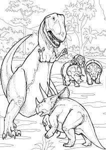 Coloring dinosaurs fight