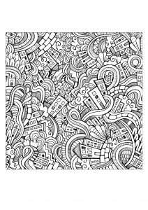 Printable Doodle Art / Doodling Coloring Page for adults : Incredible-city-doodle-by-Olga-Kostenko