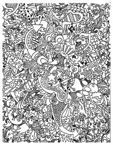 Printable Doodle Art / Doodling Coloring Page for adults : Doodle-art-doodling-18