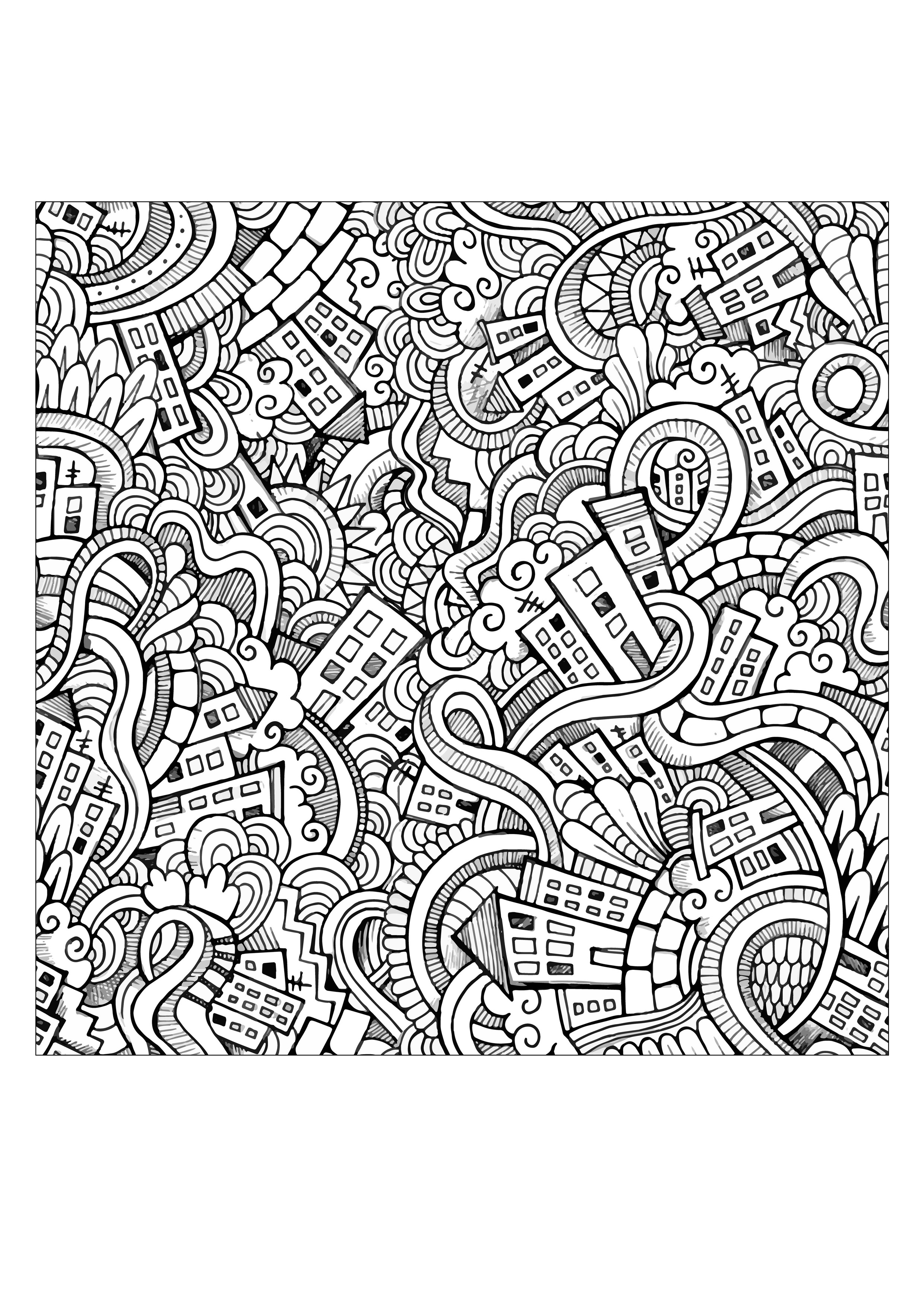 Download Incredible city doodle - Doodle Art / Doodling Adult Coloring Pages - Page 2