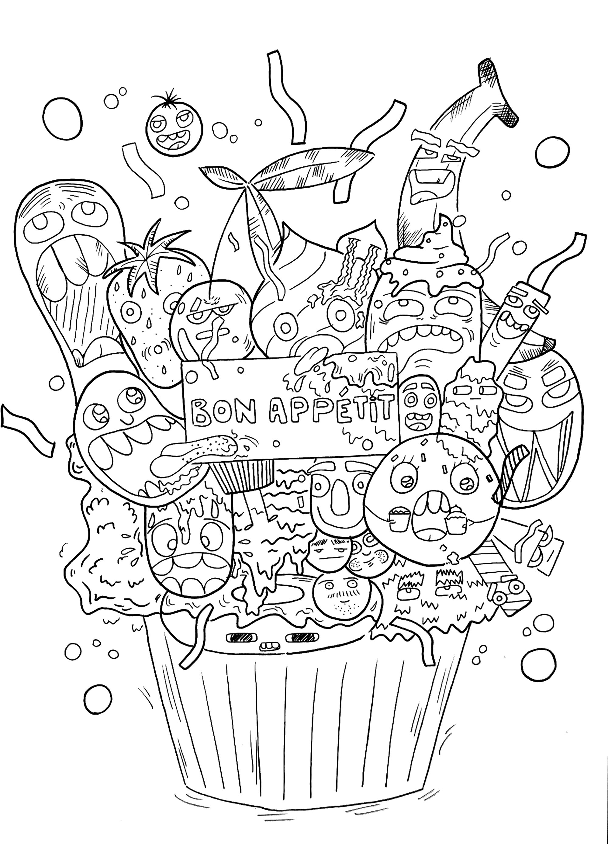 This huge cupcake with a doodle icing is going to be your favorite color dessert !, Artist : Lea