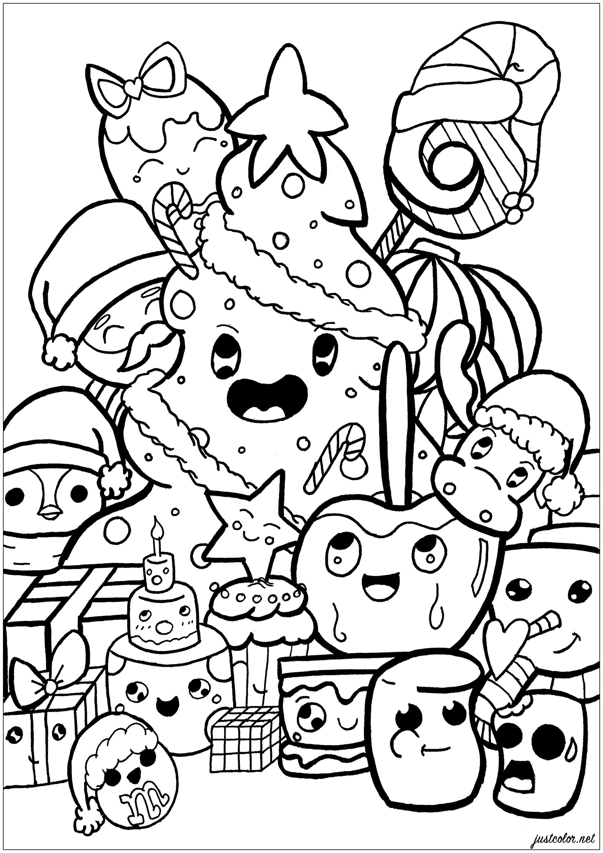 Download Christmas Doodle - Doodle Art / Doodling Adult Coloring Pages