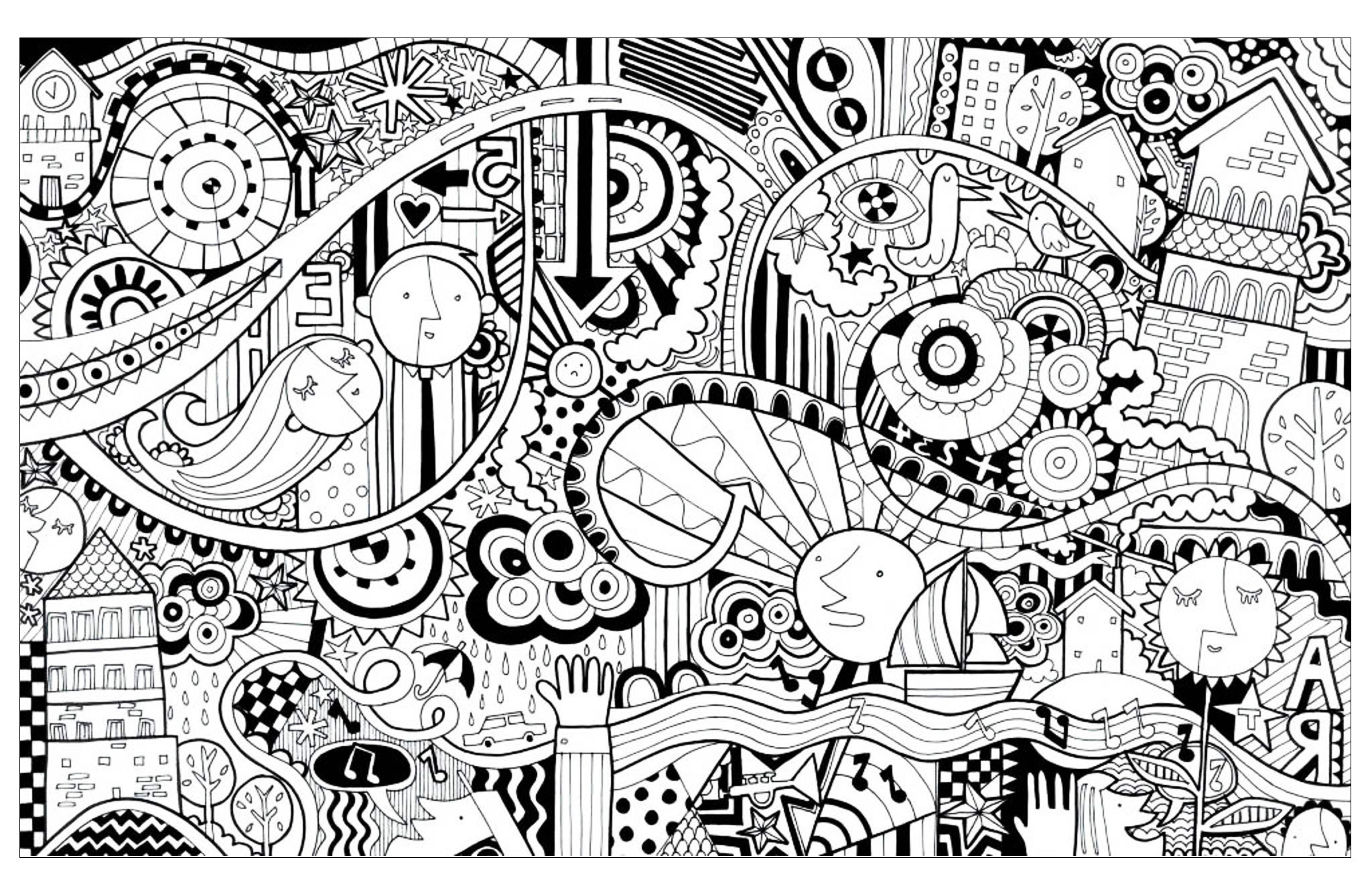 Funny Doodle  City Doodle  Art  Doodling  Adult Coloring  Pages