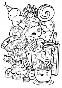 Coloring doodle junk food