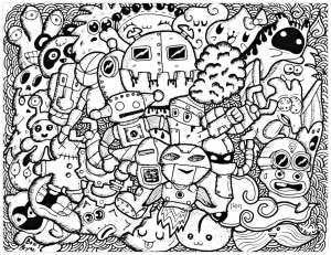 Coloring funny doodle by bon arts