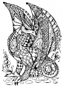Coloring dragon full of scales 1