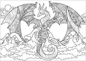 Coloring dragon on mountains