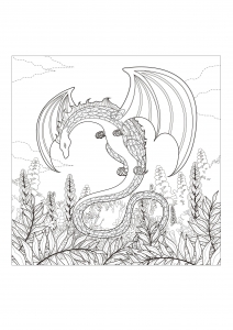 Coloring page adults monster dragon 3