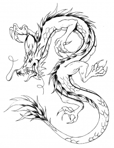 Coloring page dragon asian style 1