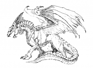 Coloring page scary dragon 1