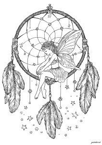 Dreamy fairy on magical dream catcher