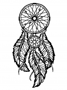 Coloring page dreamcatcher big feathers 1
