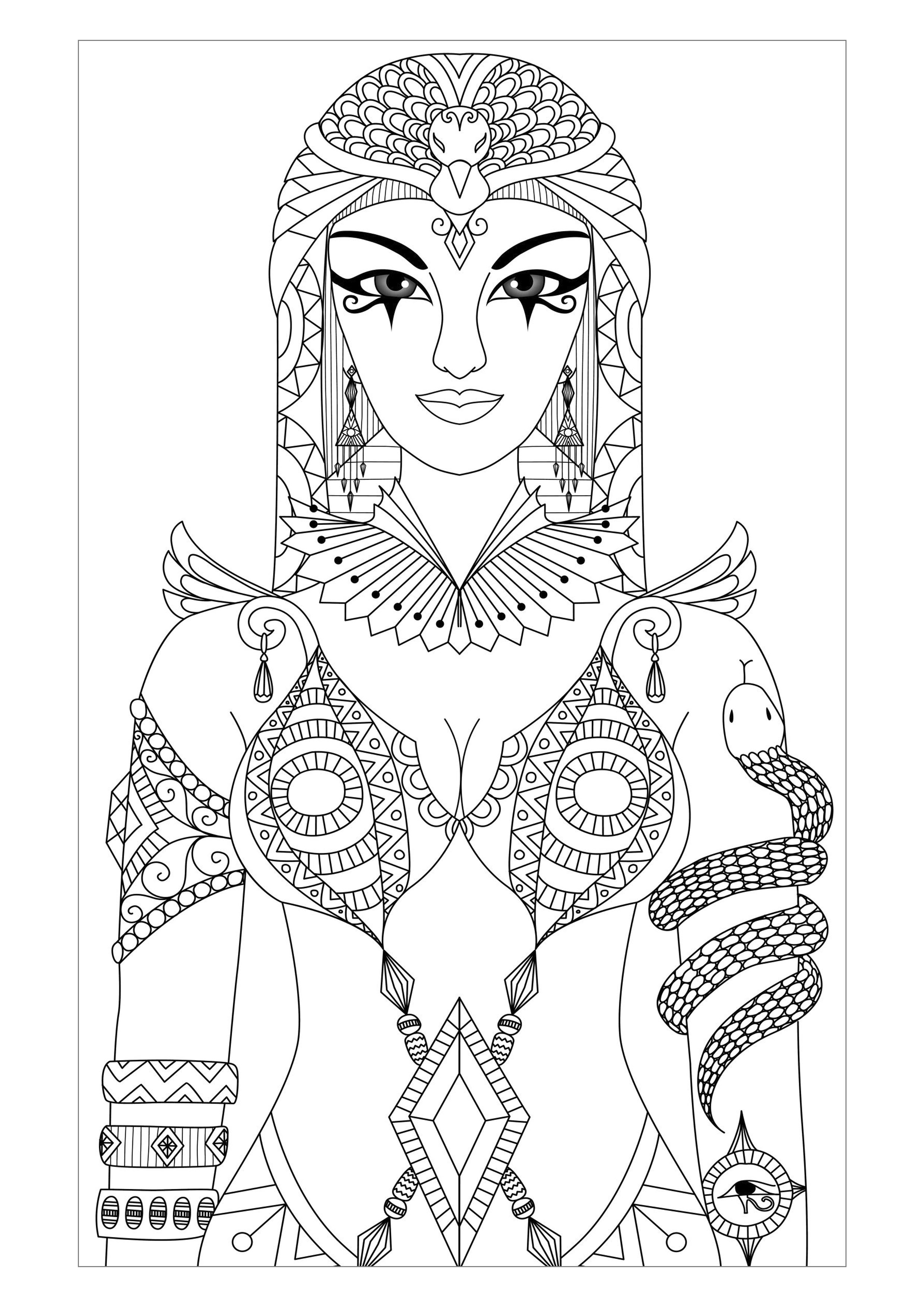 Download Egypt cleopatra queen - Egypt Adult Coloring Pages