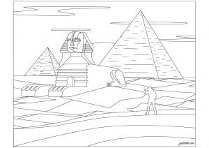 Coloring egypt sphynx pyramids