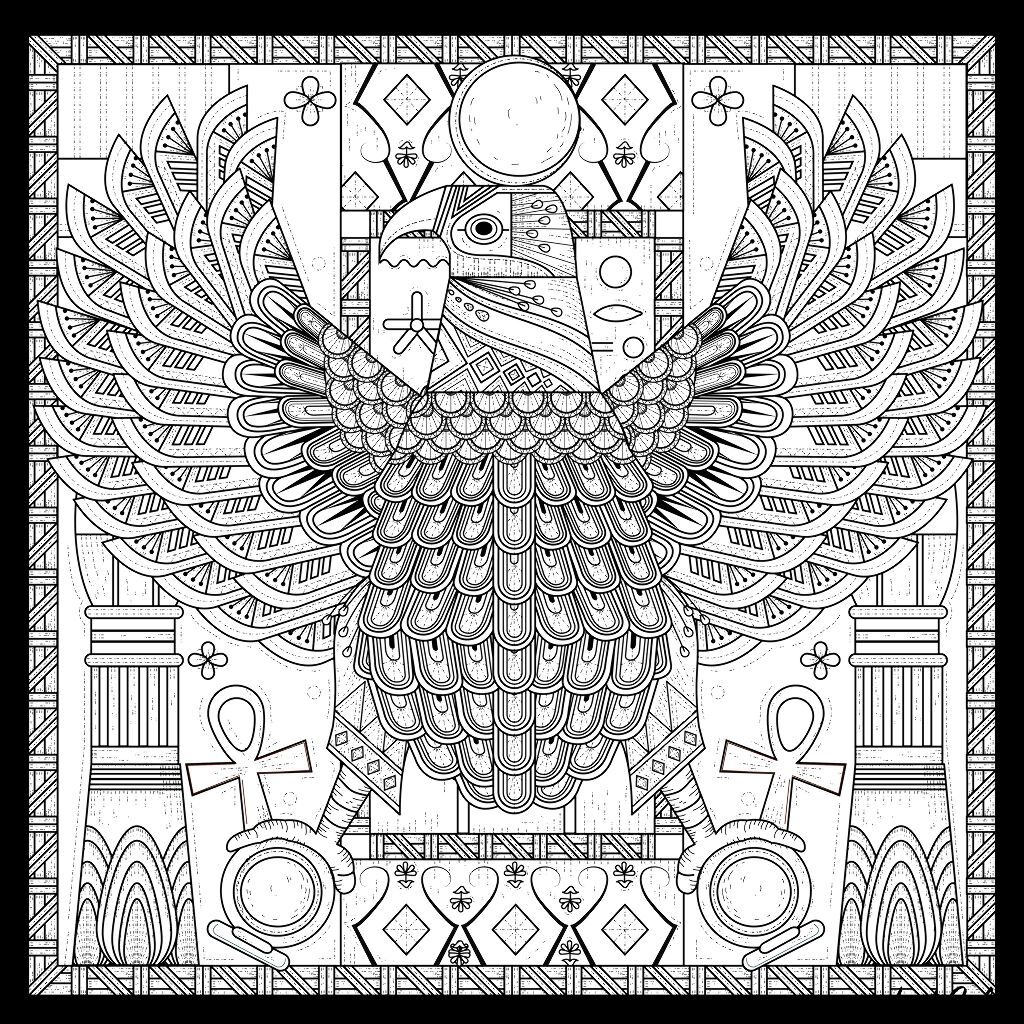 Download Egypt eagle egyptian style with symbols - Egypt Adult Coloring Pages
