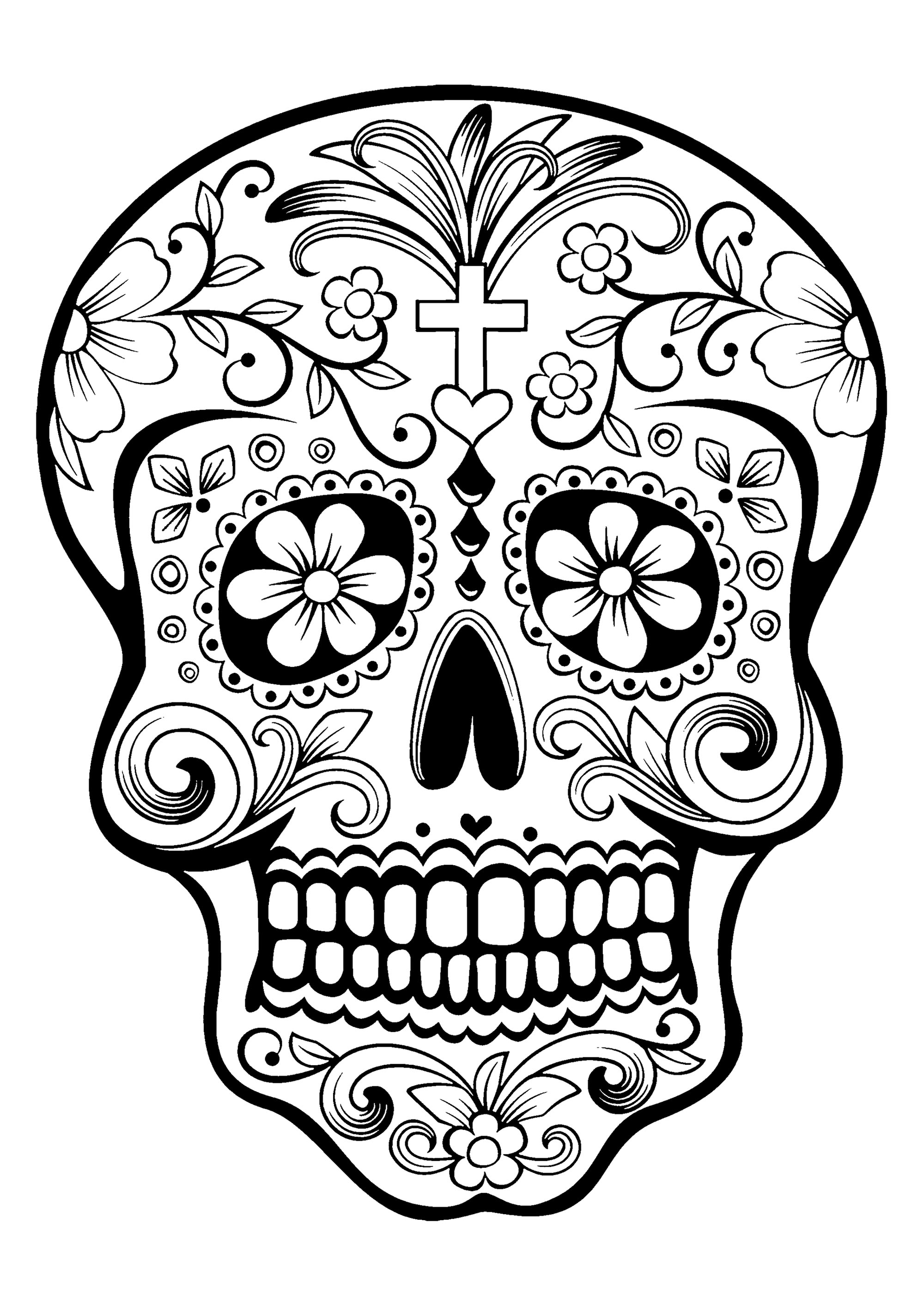 El Día de los Muertos / Day of the dead coloring page : Skull - 1, Artist : Art. Isabelle