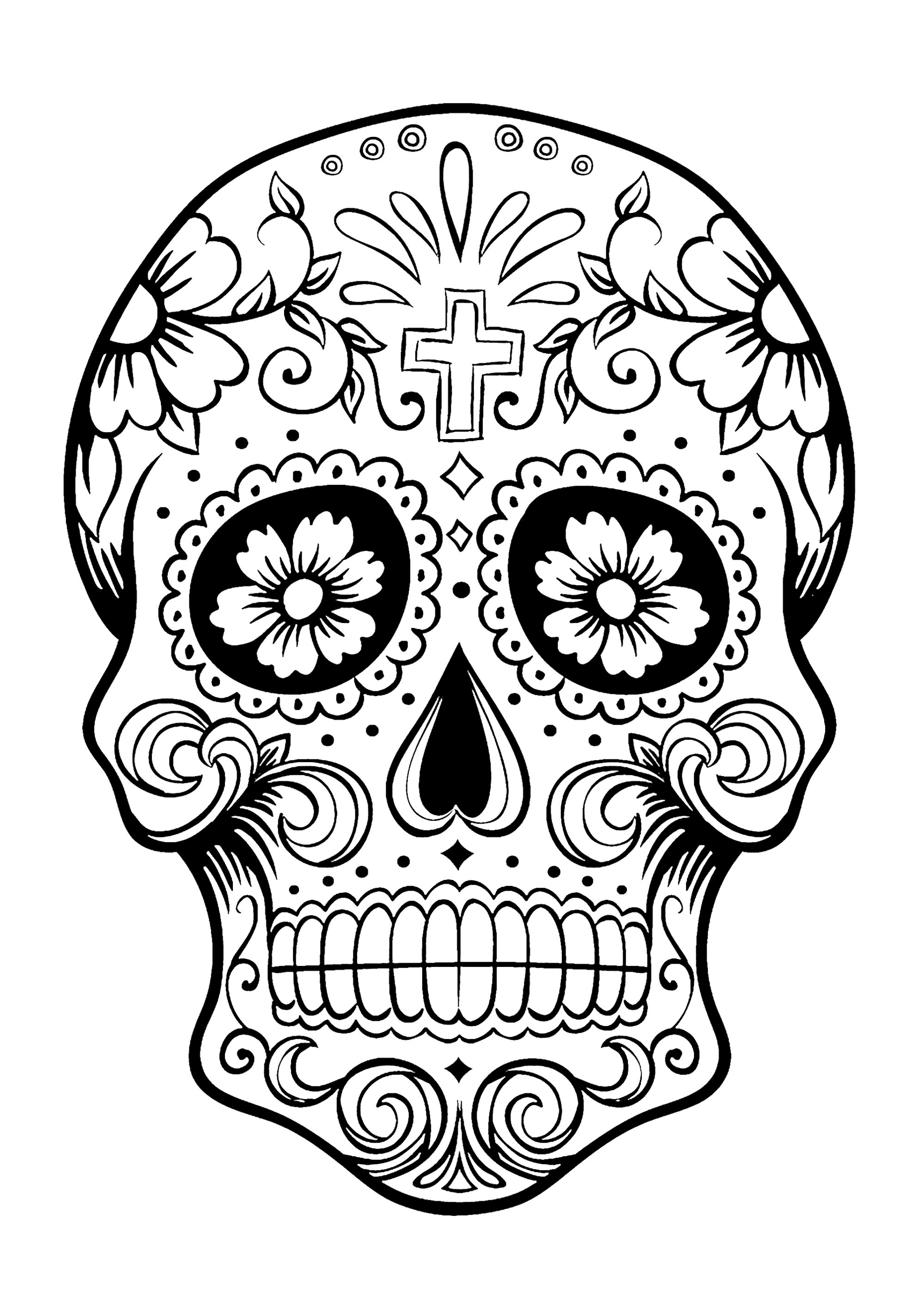 el dia de los muertos skull drawing