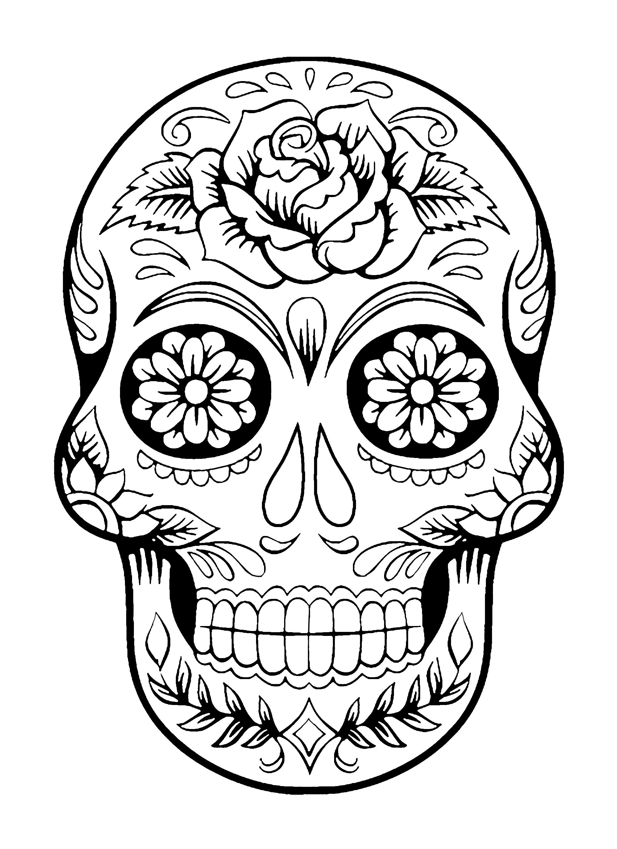 El Día de los Muertos / Day of the dead coloring page : Skull - 4, Artist : Art. Isabelle