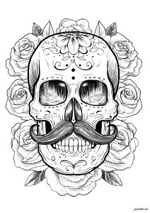Skull adorned with elegant roses
