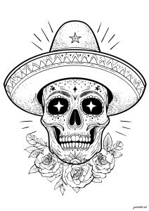 Mexican Skull with Sombrero