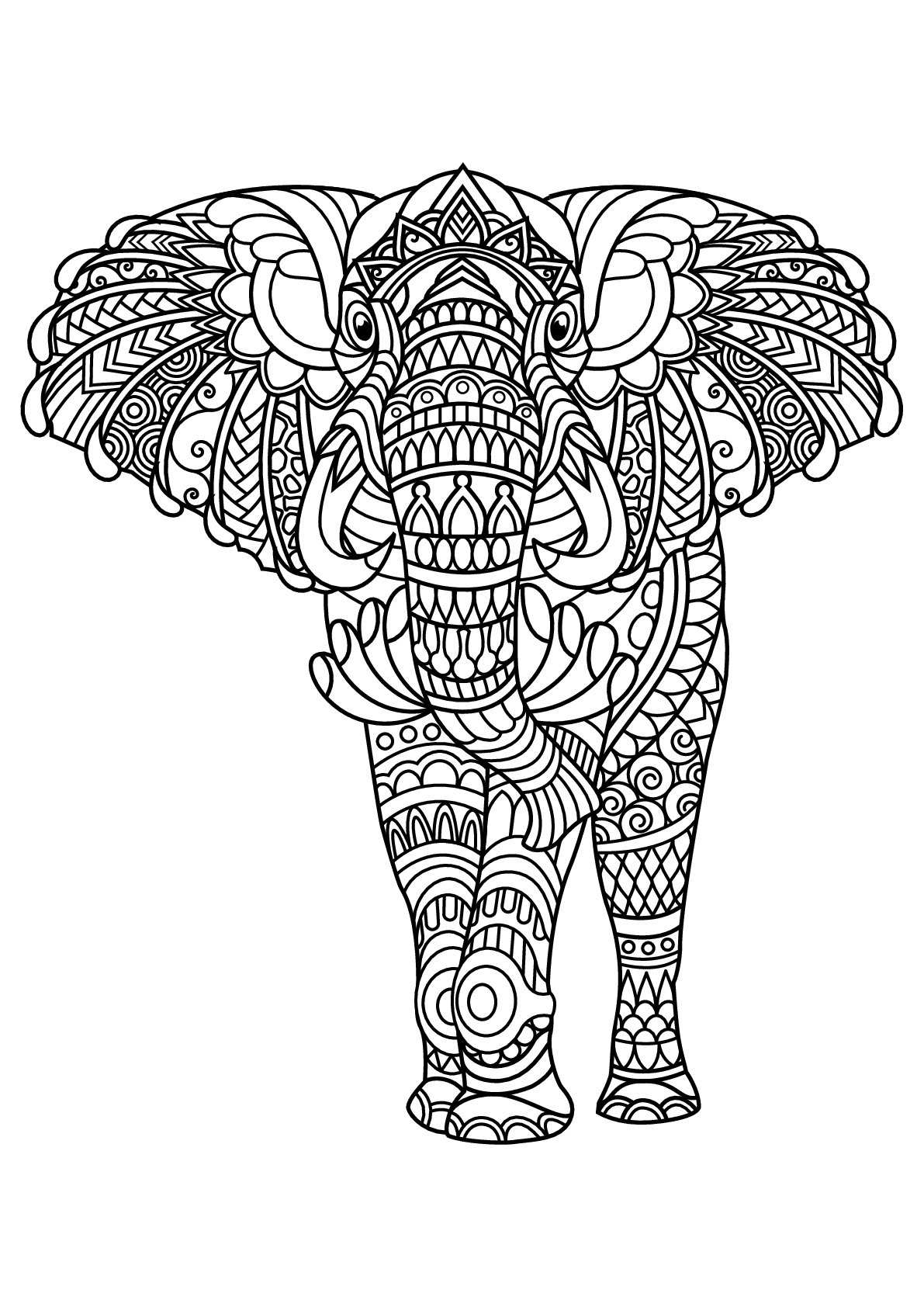 Free book elephant Elephants Adult Coloring Pages