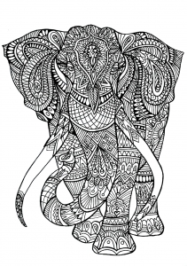 Coloring adult elephant patterns 3