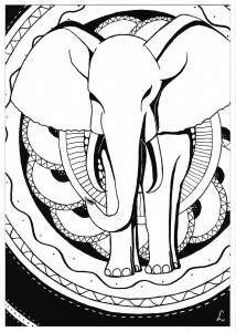 Coloring page elephant indian style 1
