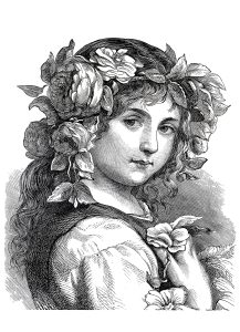 Coloring adult engraving flower girl 1868
