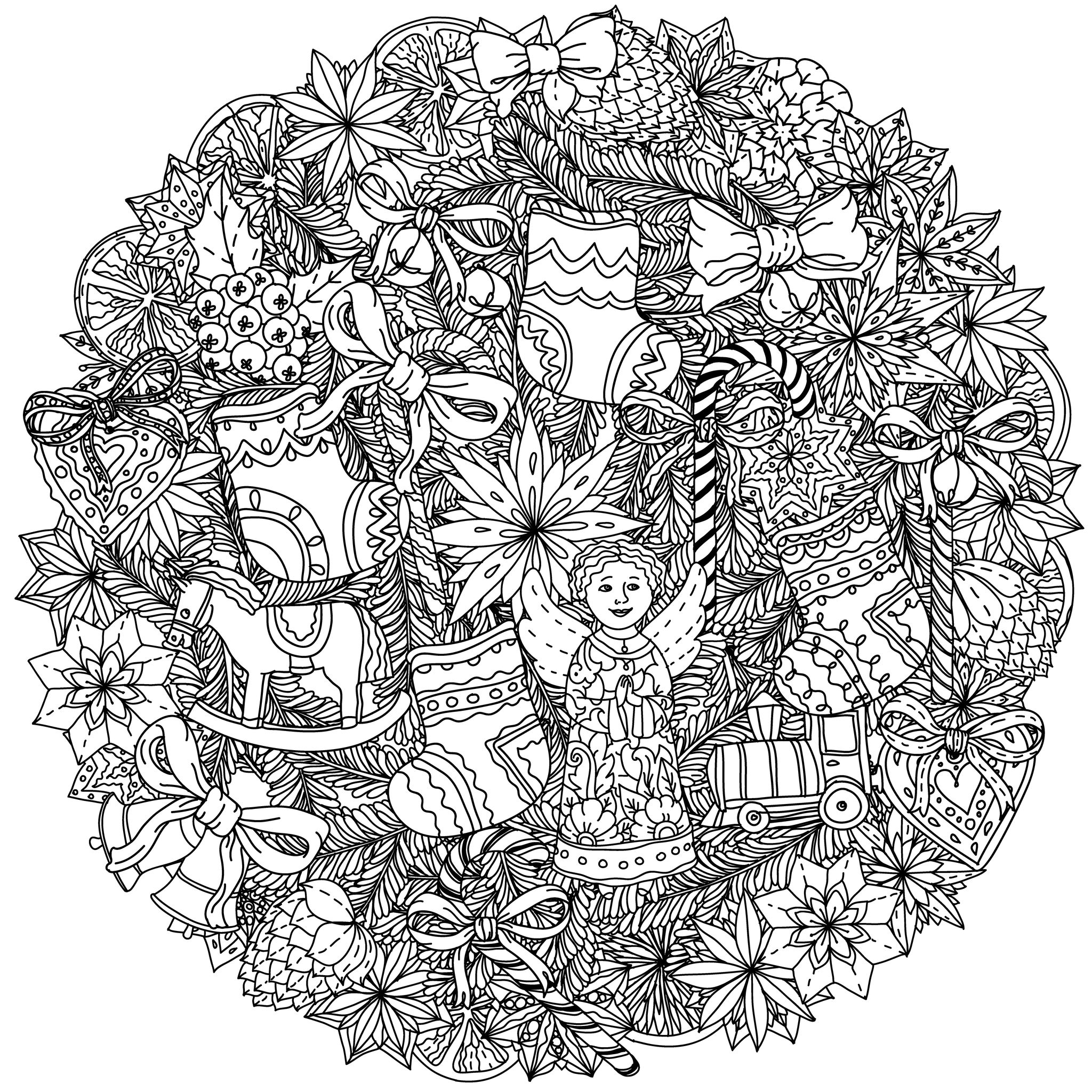 Christmas Mandala By Mashabr Christmas Coloring Pages For Adults