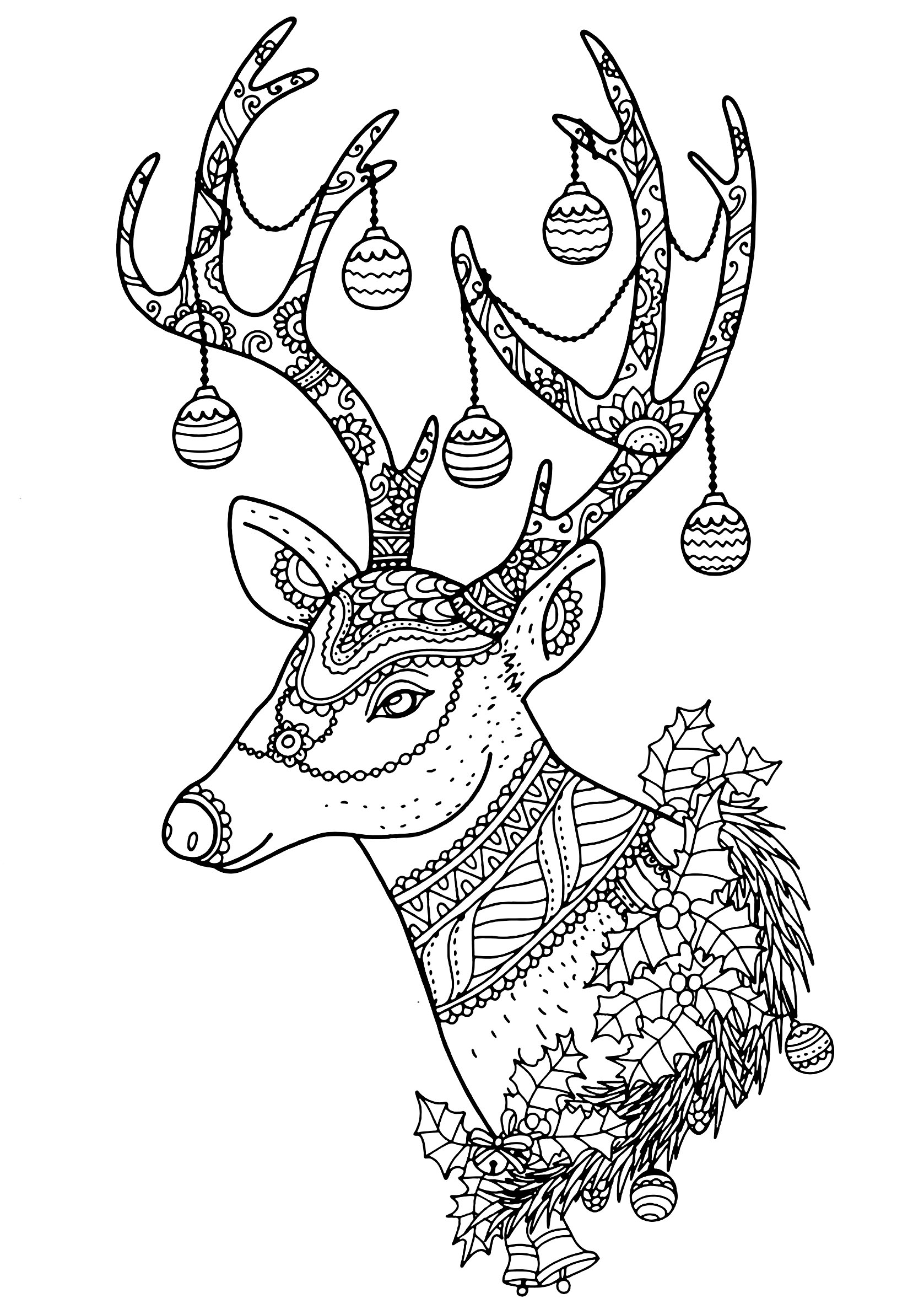Christmas reindeer nontachai hengtragool - Christmas - Coloring pages for adults