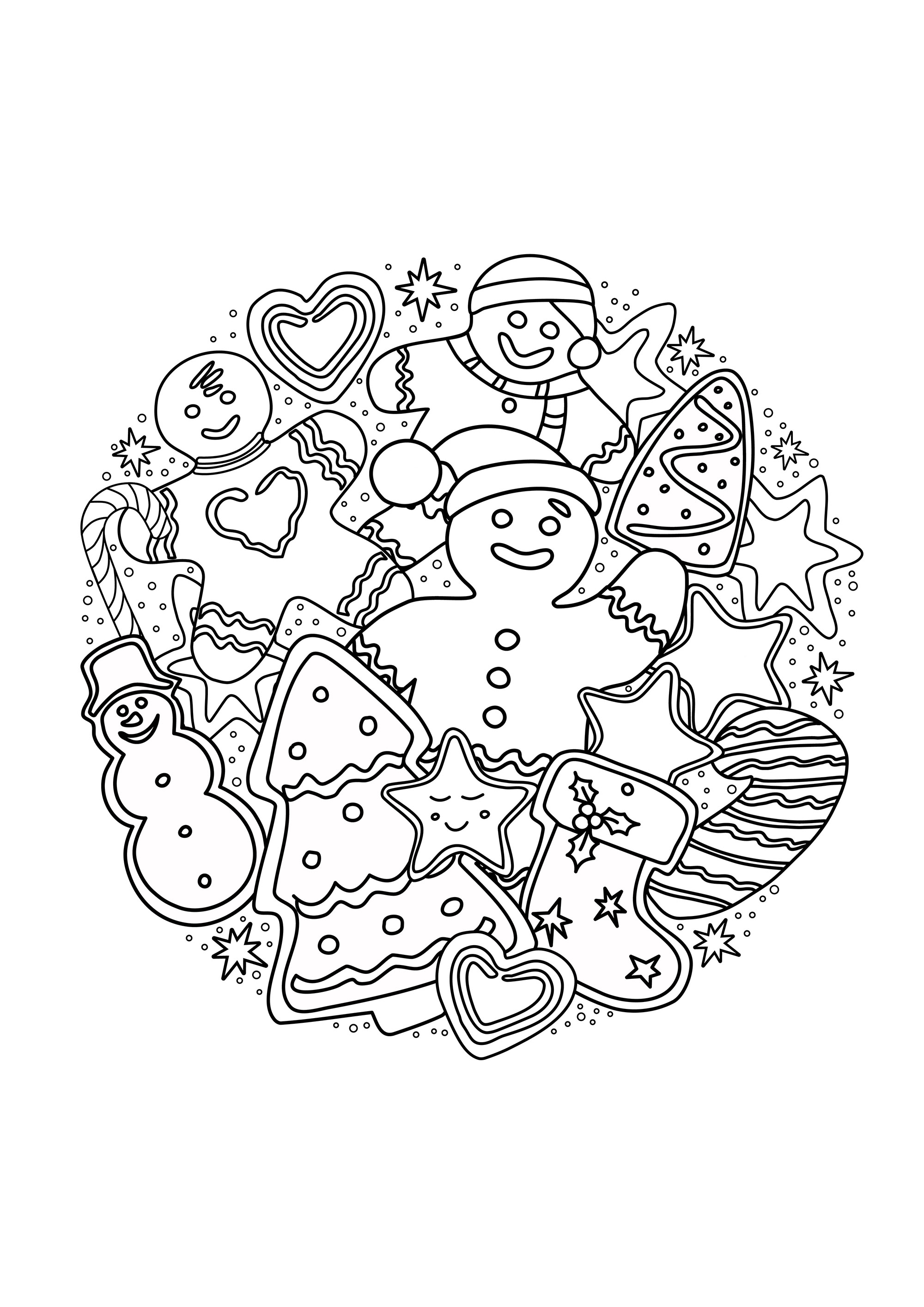 Gingerbread Men Christmas Coloring Pages For Adults