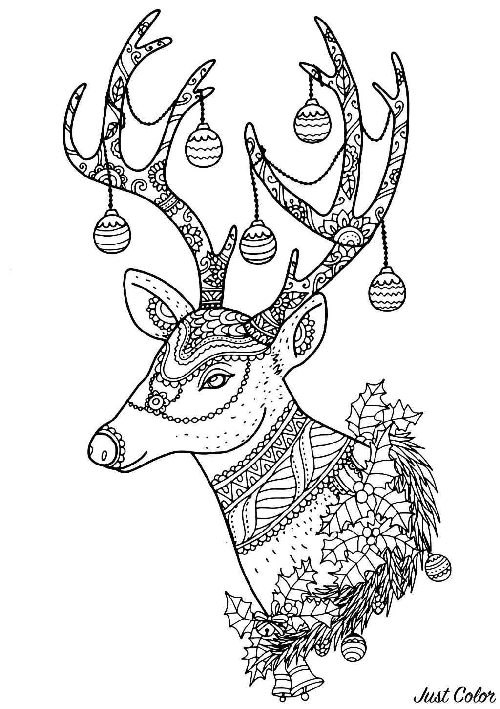 christmas-reindeer-nontachai-hengtragool-christmas-adult-coloring-pages
