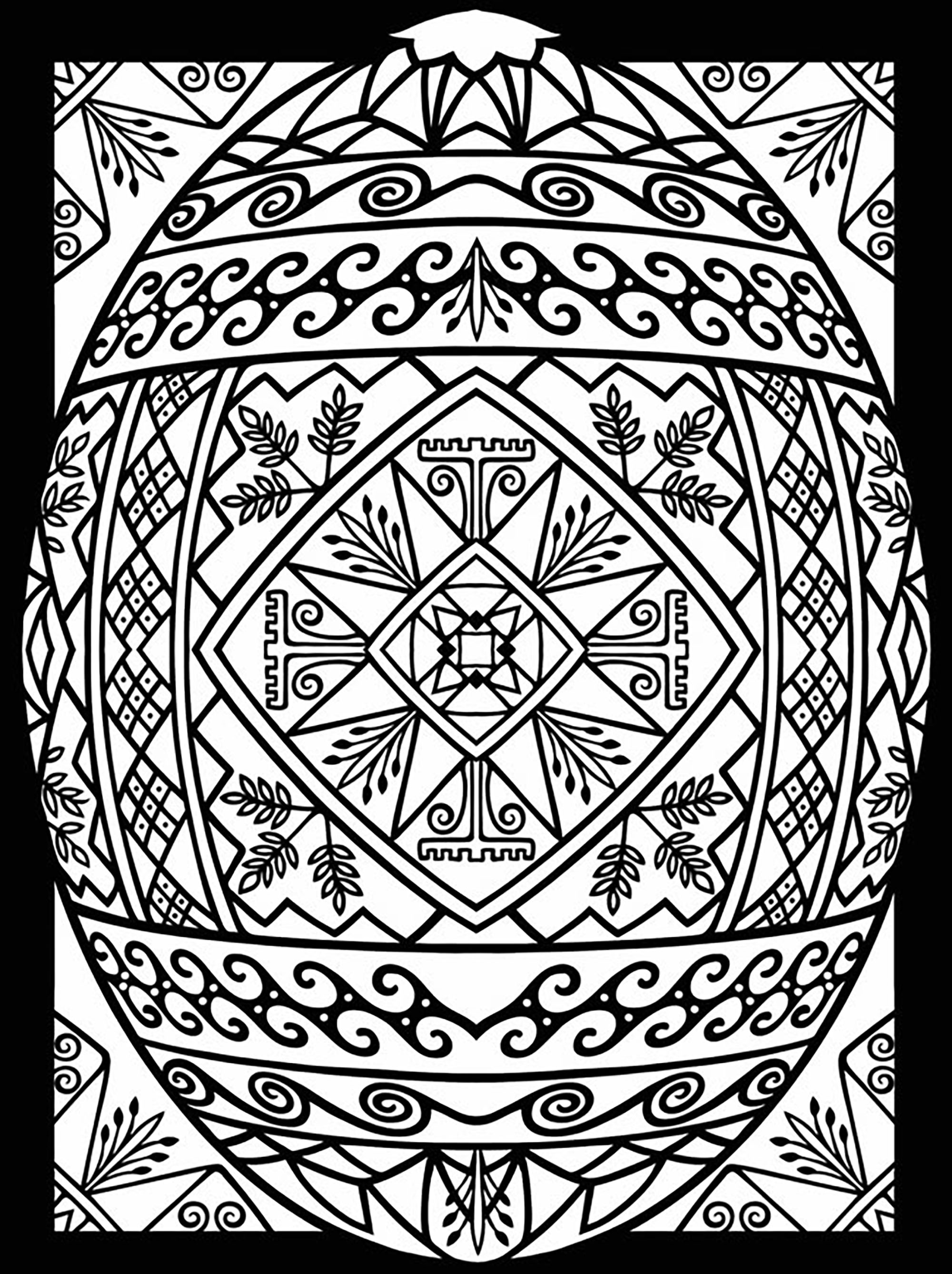Easter eggs with abstract patterns - Easter Adult Coloring Pages