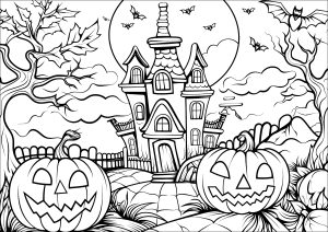 Halloween Coloring Book For Kids & Teens Cute Horror & Spooky