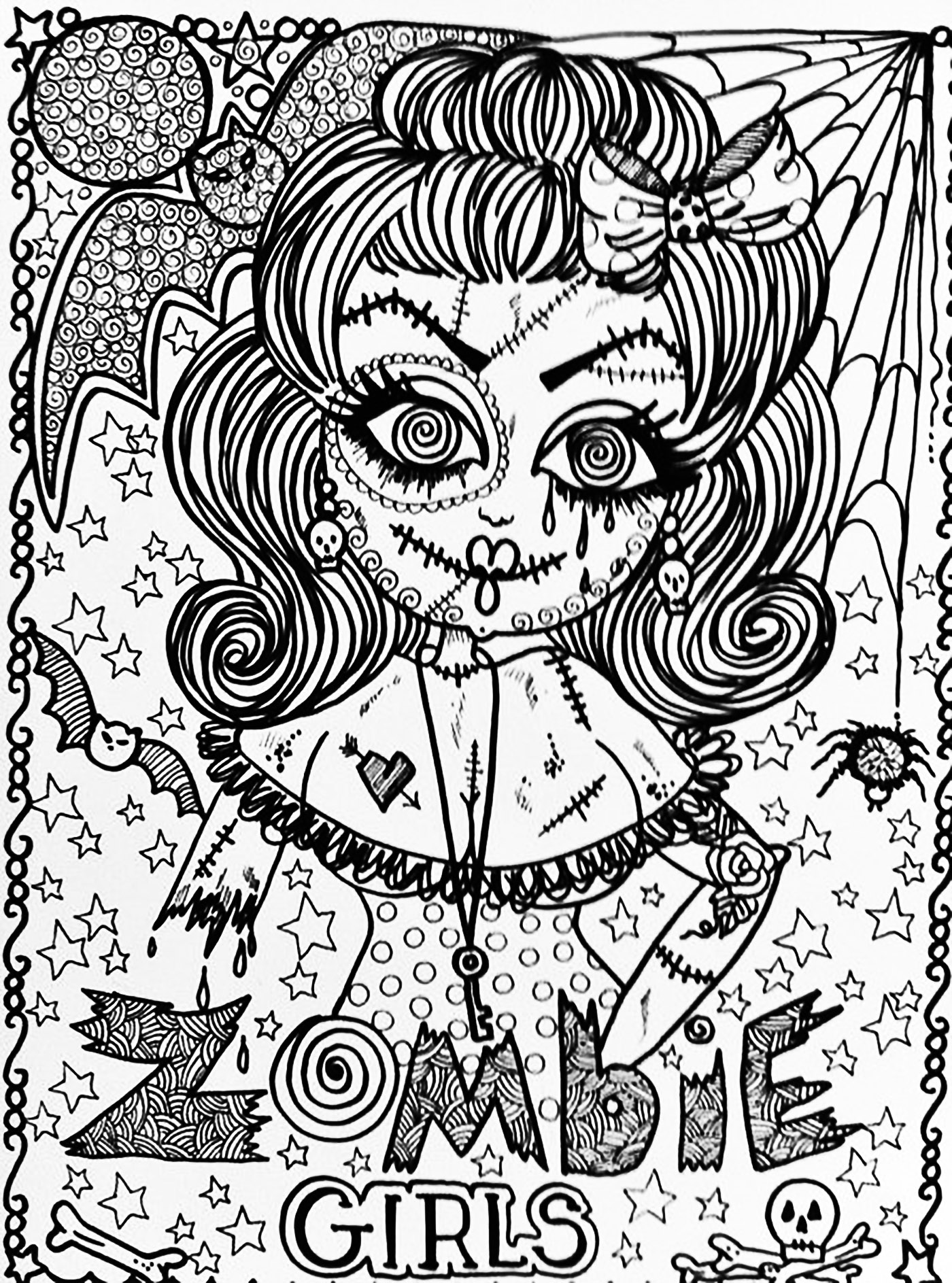 adult coloring pages zombies