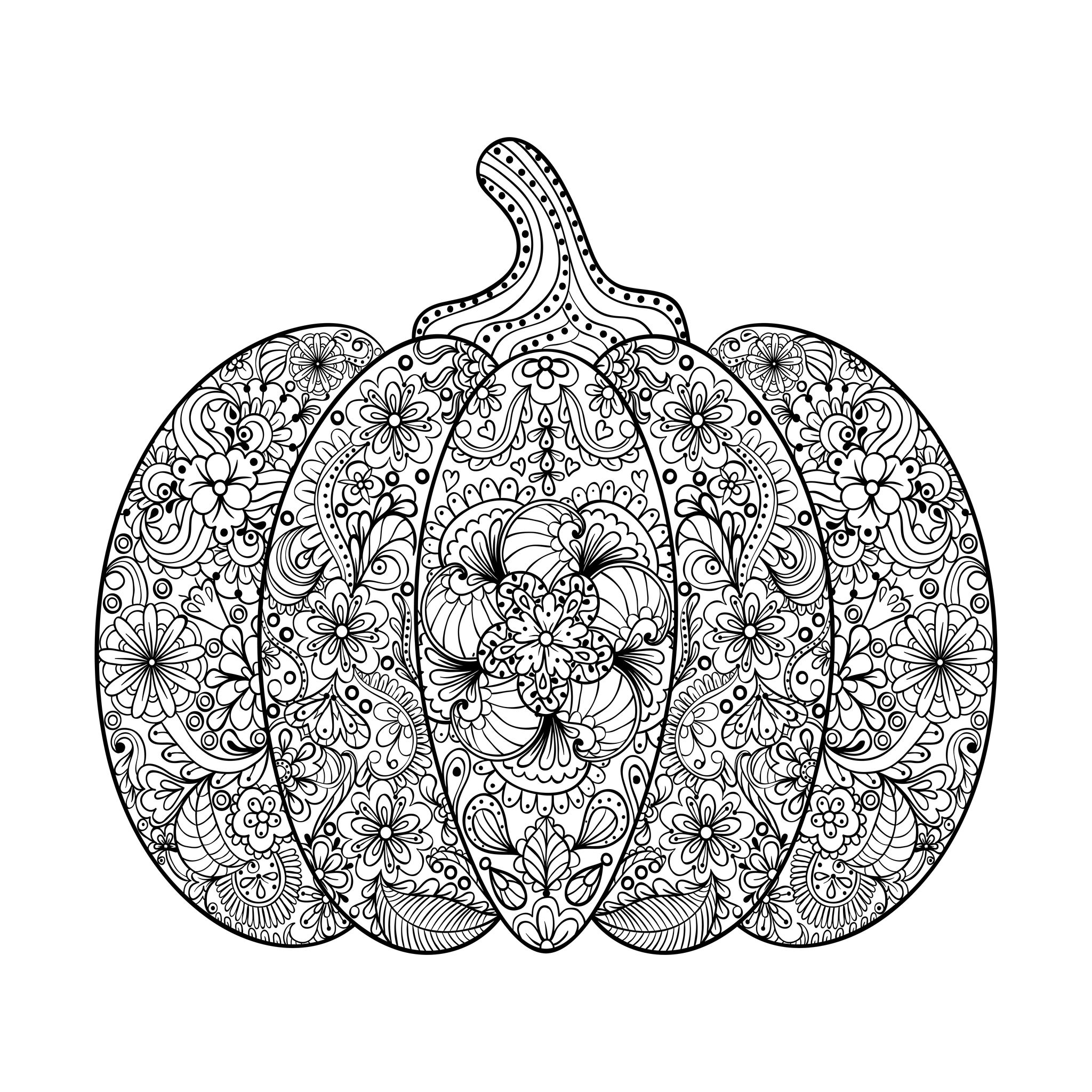 Download Halloween complex pumpkin with flowers and leaves ...