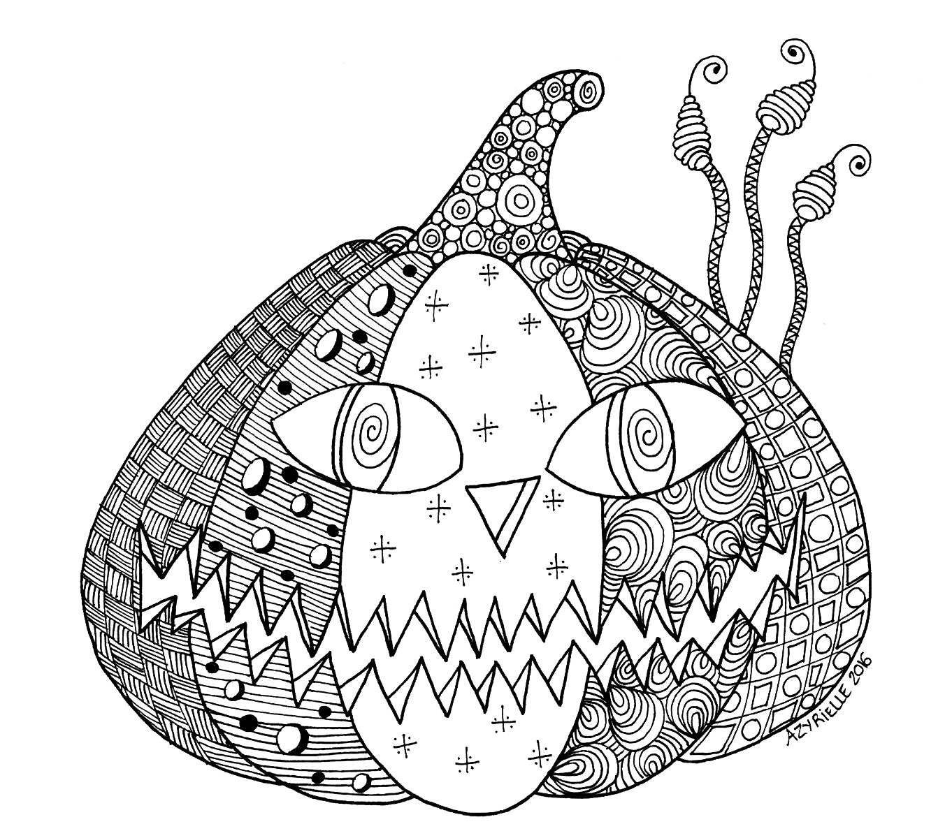 Halloween pumpkin, Zentangle style, Artist : Azyrielle