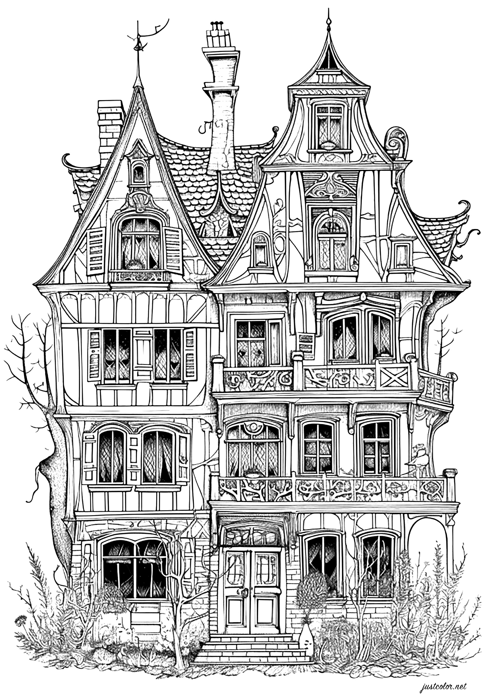 Victorian House Coloring Poster - Large Coloring Posters