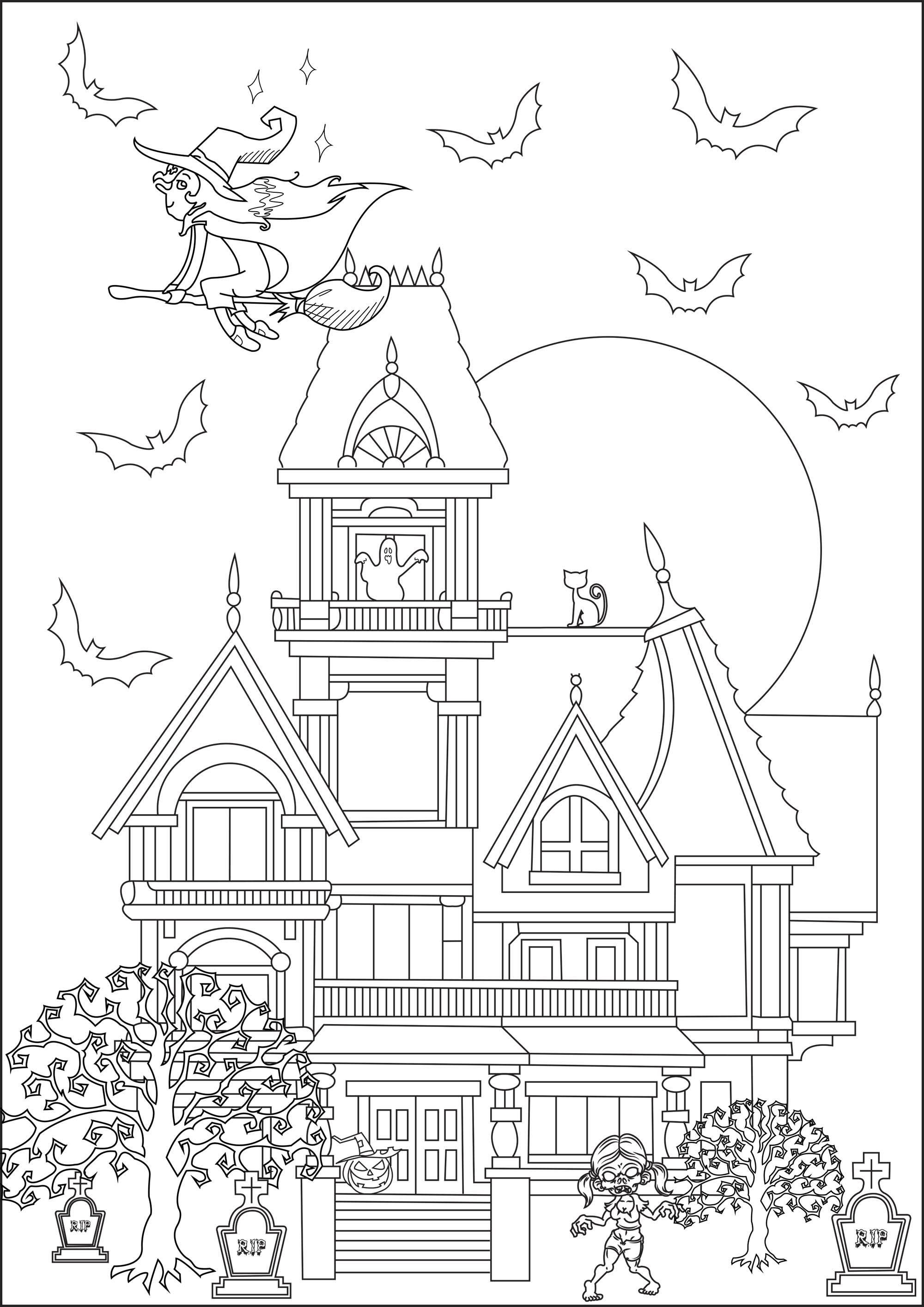 Maison Hantee Halloween Adult Coloring Pages
